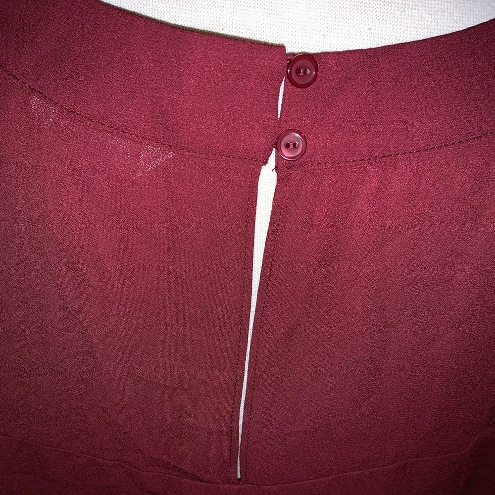London Times Woman 3X Burgundy Sleeveless Ruffle Blouse Tunic NWT